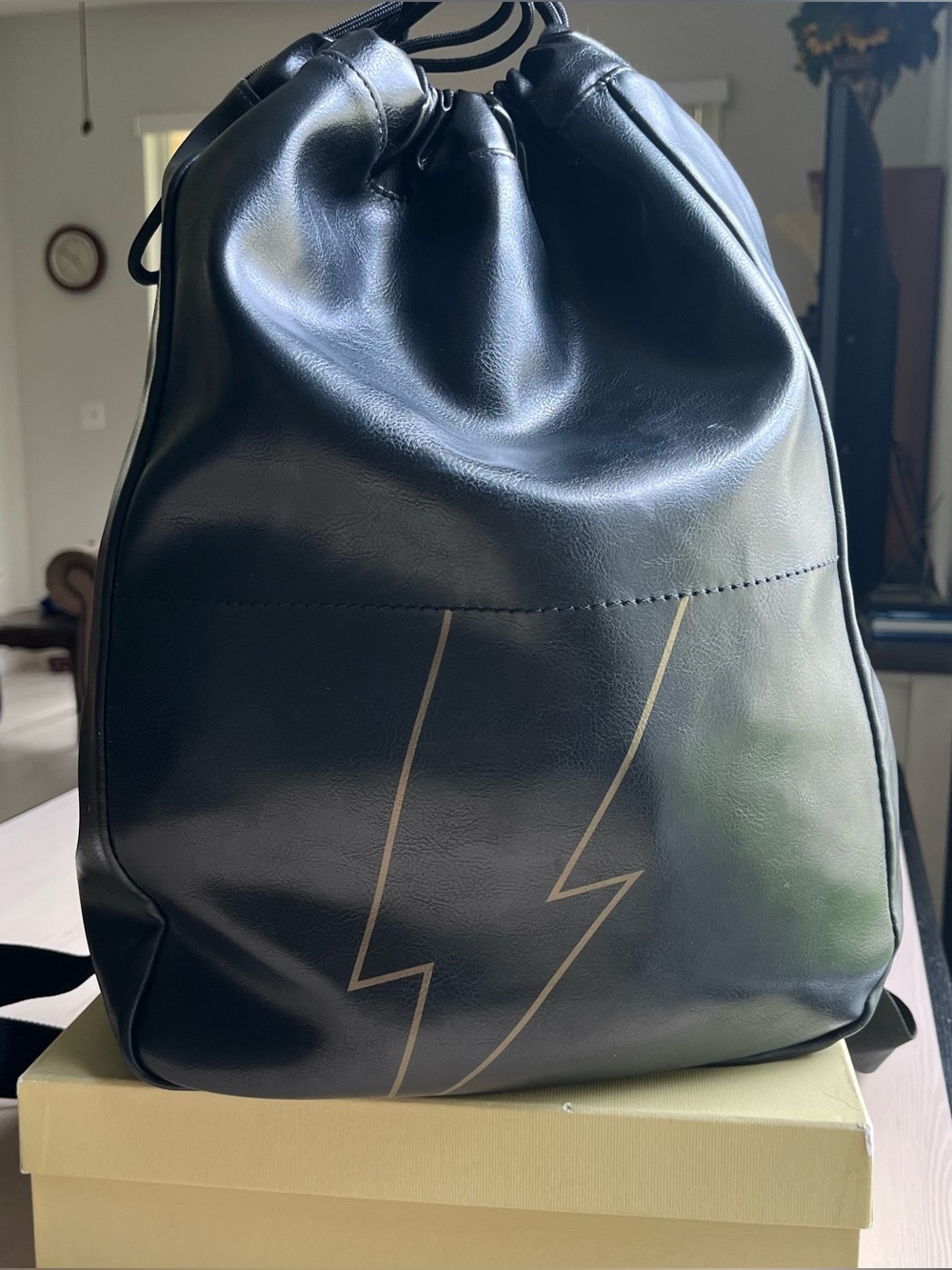 Carolina Herrera Bad Boy Drawstring Backpack Black Faux Leather Promotional Bag